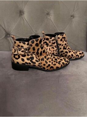 Steve Madden Leopard Print Ankle Boots in Tan and Black
